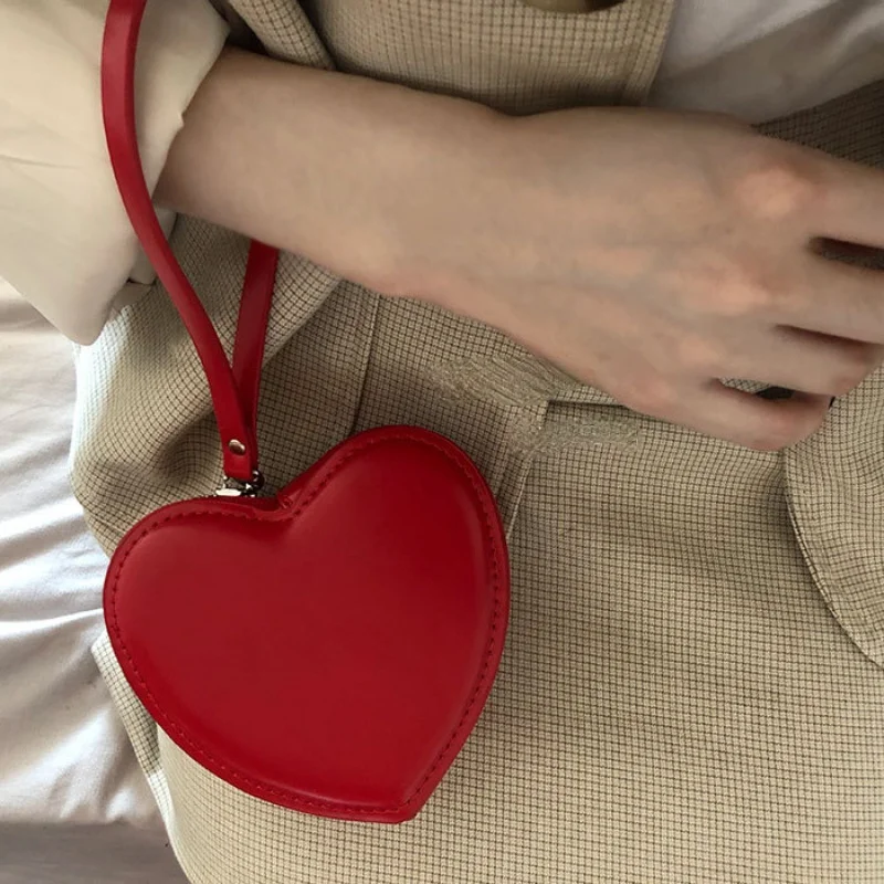 

Red Heart Shaped Wallet Fashion Women Money Purse Long Wristlet Bag Case Ladies Shopping Clutch Pouch Leather Mini Coin Purses