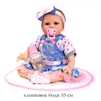 bebe 55 cm 22 inch reborn baby doll facial realistic soft silicone vinyl cloth body girl fashion gift children toy