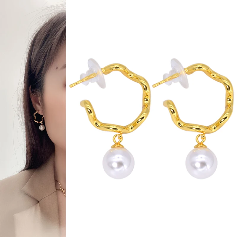 

Stainless Steel Gold Hoop Earrings For Women Round Ladies Trendy Jewelry Clip-On Accessories
