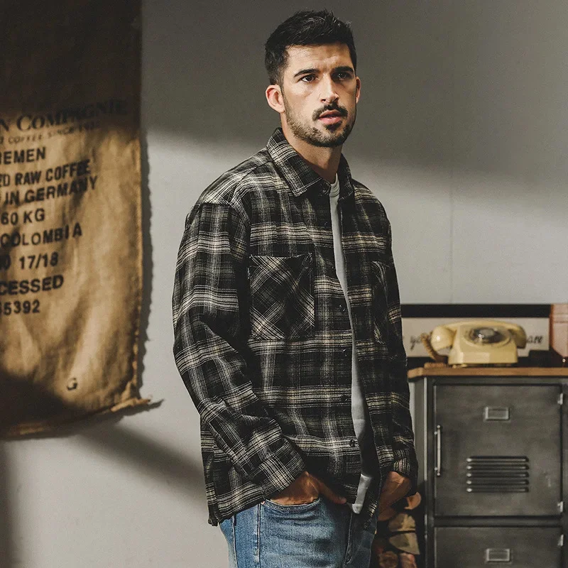 Jay Leno американская классическая клетчатая рубашка с длинными рукавами мужская