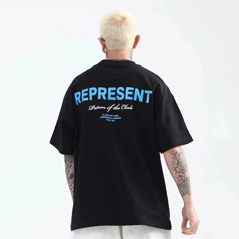 

European American fashion brand street couple clothing Athleisure cotton round neck loose plus size T-shirt fitness short sleeve