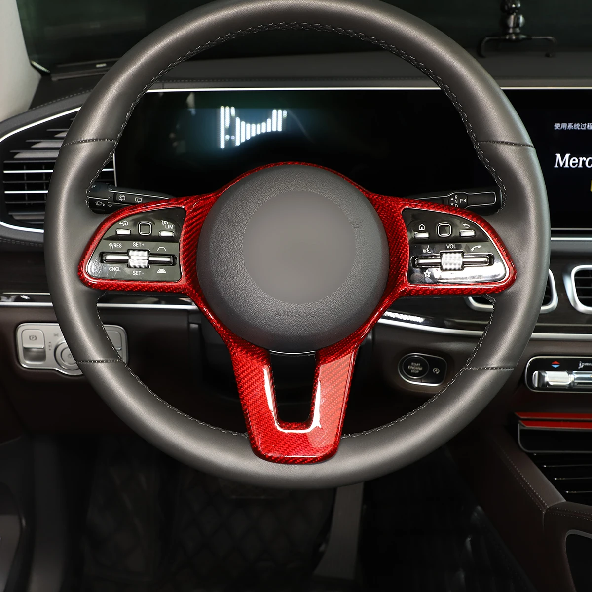 Аксессуары для интерьера Mercedes-Benz A, B, C, E, G класса W177, W247, W205, W213, W463: накладка на руль из настоящего карбона (art.: 3920dc58dbeab) - 3920dc58dbeab