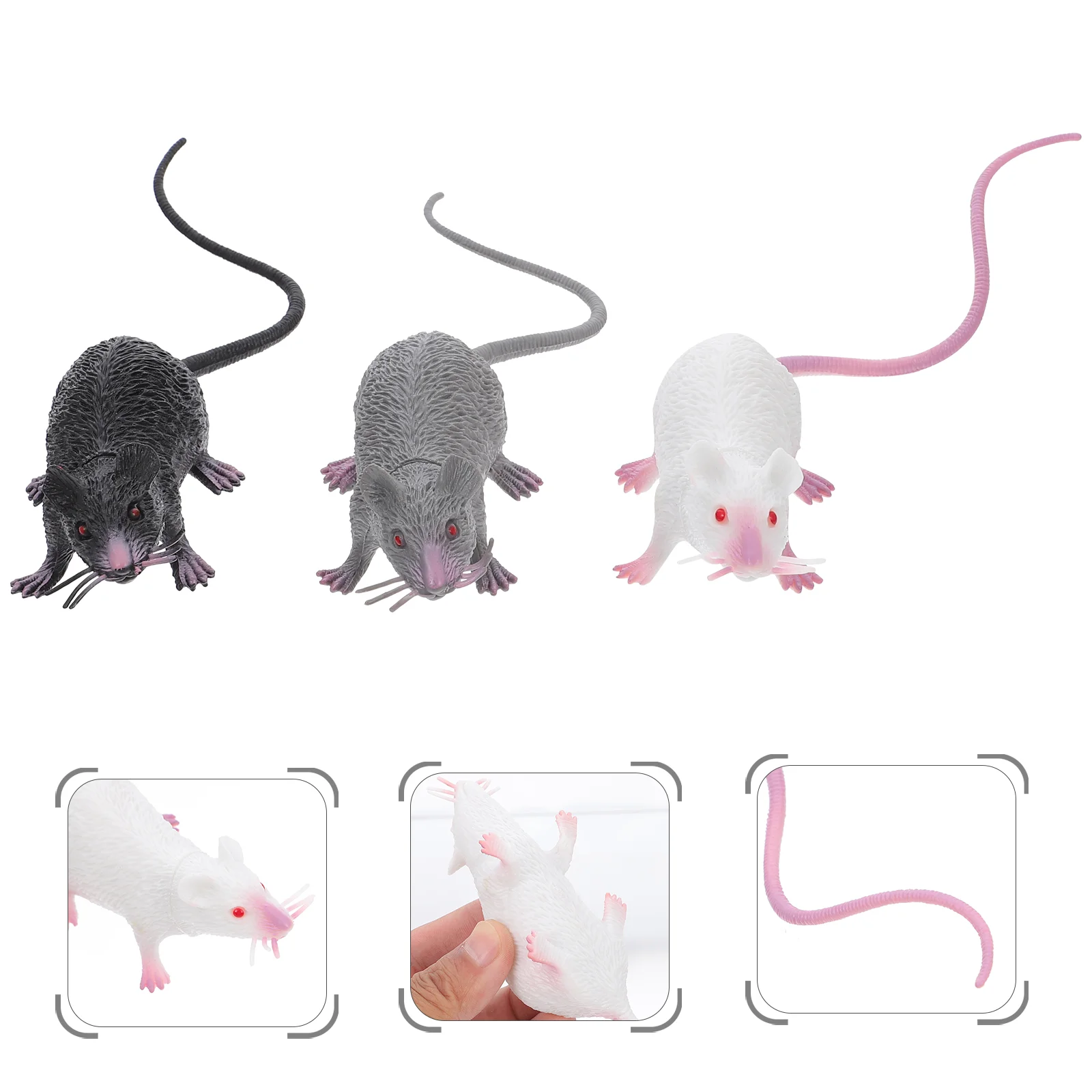 

6 Pcs Simulated Soft Rubber Mouse Halloween Toys Artificial Mice Adornments Prank Fake Props Faux Tricky Simulation Decor