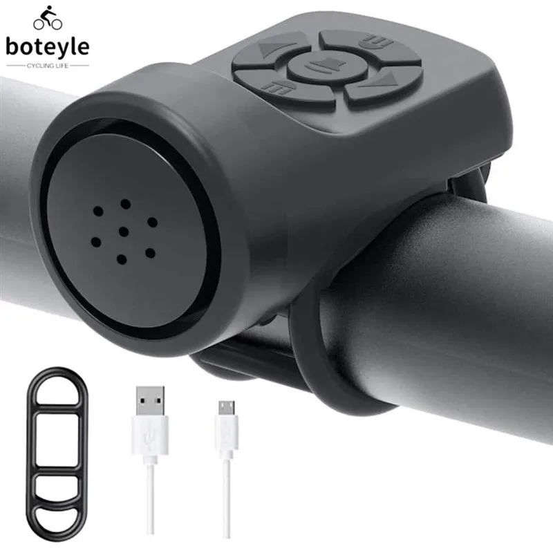 

USB Charging Bike Electronic Loud Horn 120 Db Warning Safety Electric Bicycle Handlebar Alarm Ring Bell Cycling Accessories