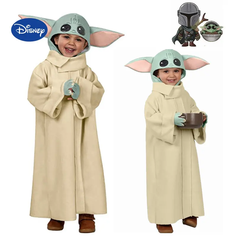 Disney Cartoon Cool Little Kids Clothes Star Wars Baby Yoda Headgear Yoda Baby Jedi Master Kids Halloween Alien Cosplay Costume