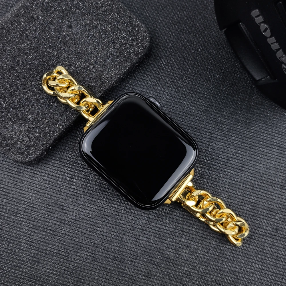 Ремешок из нержавеющей стали для Apple Watch тонкий регулируемый металлический