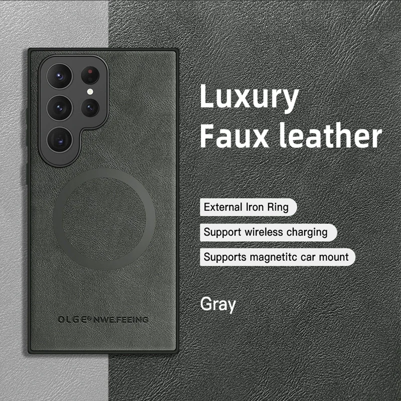 Фото Магнитный кожаный чехол для Samsung Galaxy S25, S24 Ultra, S20, S21, S23, S22, Note 20 Plus, S25Ultra, чехол Magsafe для беспроводной зарядки автомобиля №4