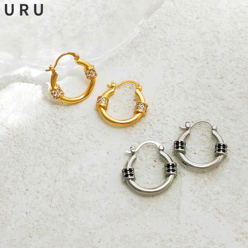 

Fashion Jewelry Round Hoop Earrings 2022 New Trend Delicate Design High Quality Zircon Gold Color Metal Earrings For Women