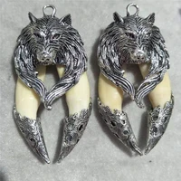 hot selling natural hand carve tibetan silver wolf tooth necklace pendant fashion jewelry accessories men women luck gifts