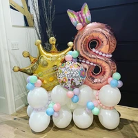 51pcsset big crown butterfly macaron latex balloon 32inch rosegold numbes balloon birthday party girl baby shower wedding decor