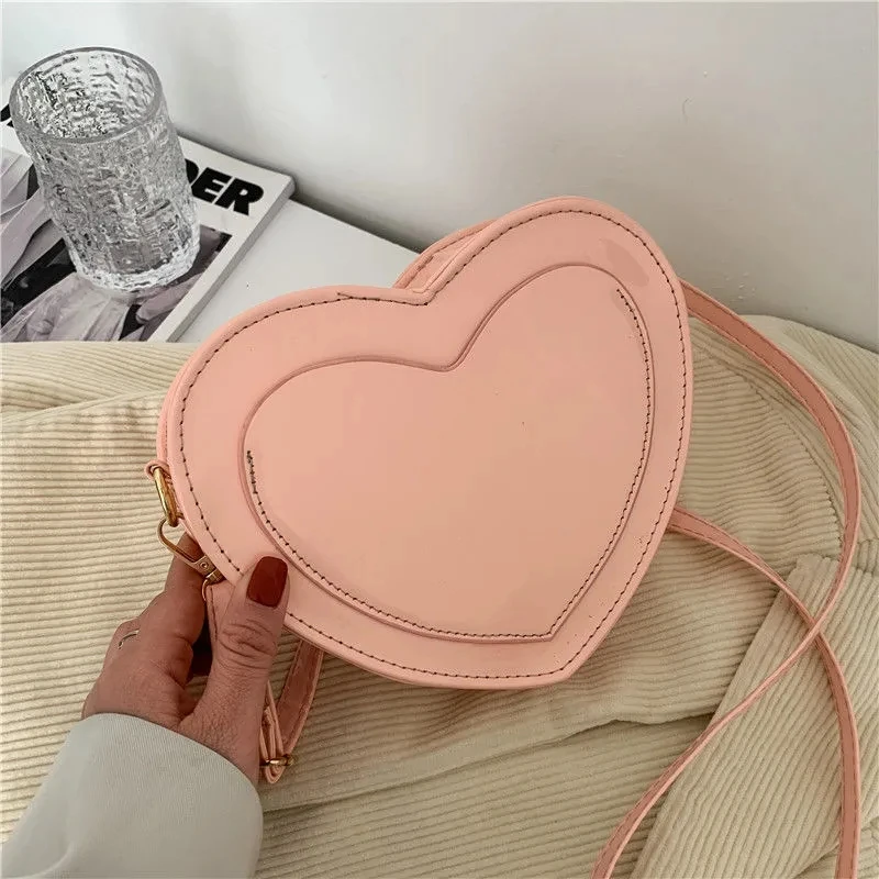

JOY Niche Design Patent Leather Love Messenger Girl Series Pink Fashion Street Shooting Shoulder Bag