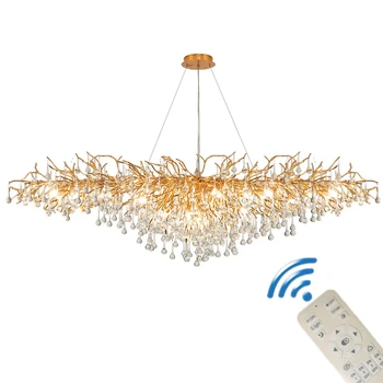 New Luxury Remote LED Crystal Chandeliers Modern Hanging Pendant Lamp lustre for Bedroom Dining Ceiling Chandelier Light