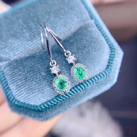 2022 popular green emerald earrings for women 925 sterling silver earrings for fashionable wedding engagement jewelry
