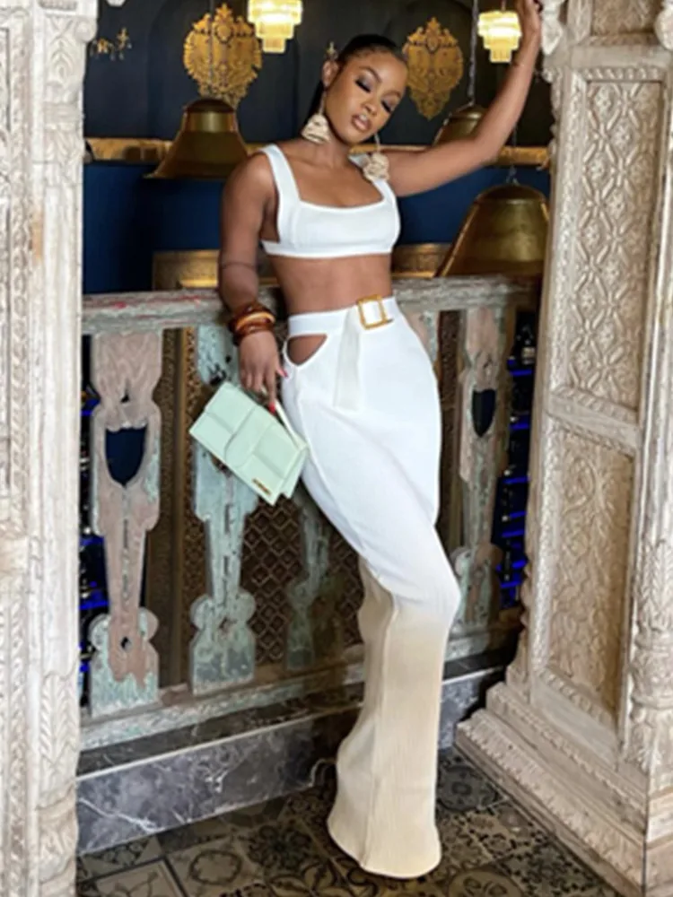 Женский комплект из топа и юбки в рубчик