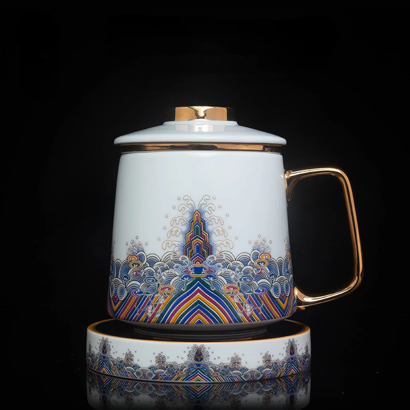 

Керамическая чайная сепарация, Пивоваренная чашка для зеленого чая, Офисная чашка для воды, чашка с теплоизоляцией и эмалью для дворцового музея