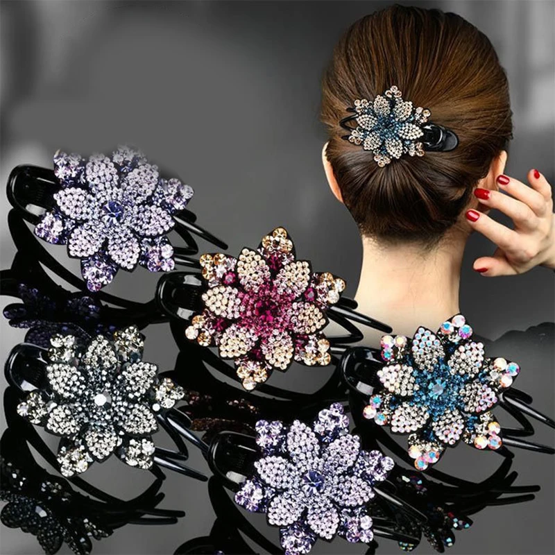 

The New Women Hair Claw Clip Rhinestone Flower Fashion Duckbill Accessories Trend Leaf Butterfly Retro Hairpin Ponytail Headwear