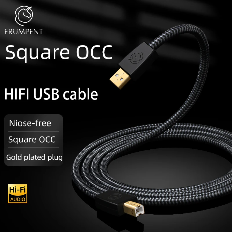 

USB-кабель ERUMPENT HIFI, USB Type-A на B, Высококачественный декодер OCC, DAC, звуковая карта, OTG USB кабель Shield, USB-кабель