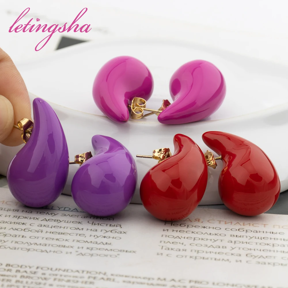 

Simple Korean Glossy Smooth Stud Earring Trendy Tear Drop Earstuds Water Drop Stud Earrings For Women Fashion New Jewelry Gifts