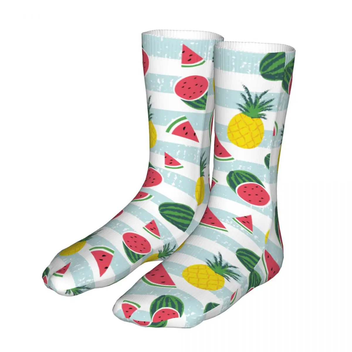 

Happy Watermelon Pineapple Stripes Women Socks 2022 Female Bike Sock