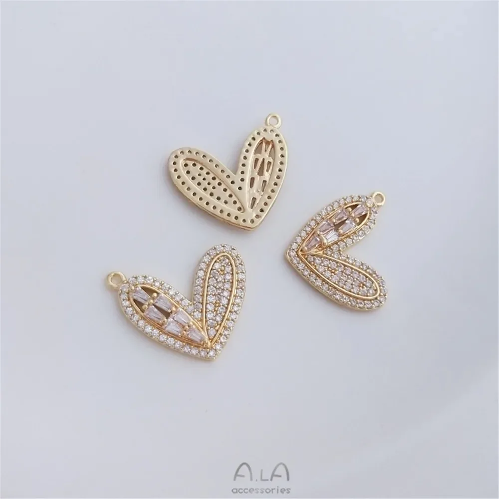 14 К позолоченный микроинкрустация цирконом T квадратный цирконий персиковое