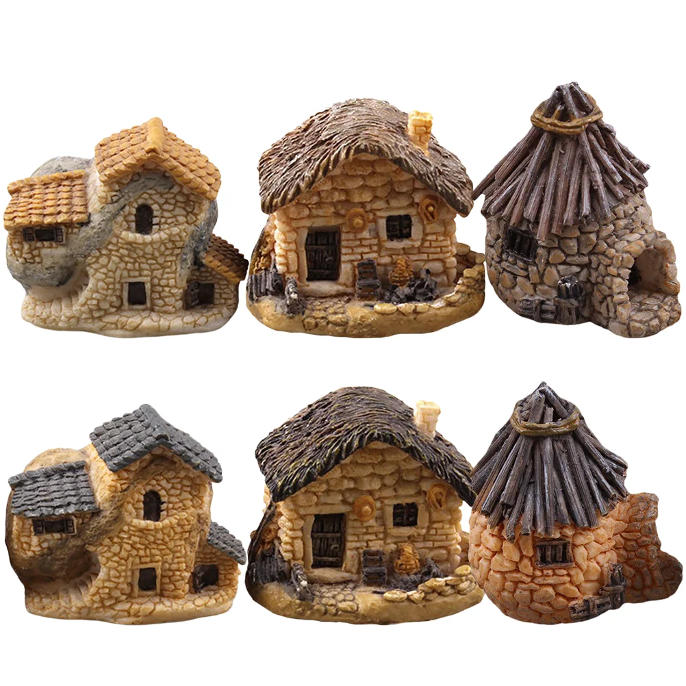 

House Mini Miniature Ornament Ornaments Decor Garden Micro Fairy Cottage Landscape Decoration Village Houses Bonsai Cabin Crafts