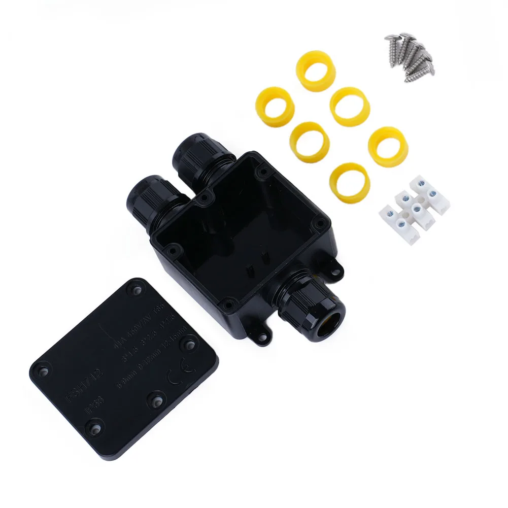 

IP68 Waterproof Junction Box 3 Way Connector Gland Electrical 24A 450V Sealed Retardant Outdoor Waterproof Box