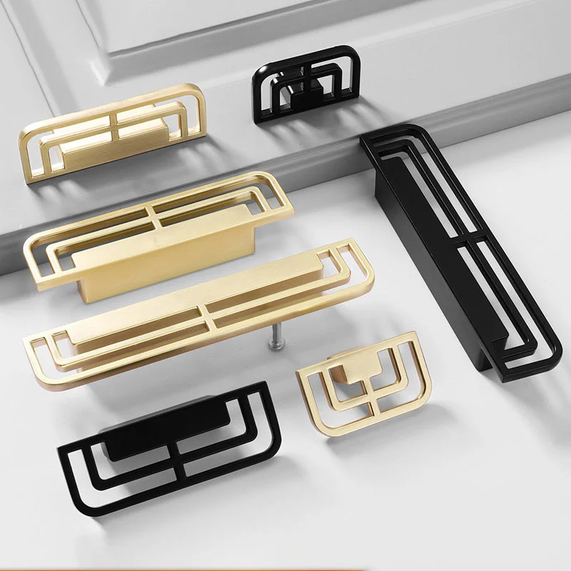 Классическая Ручка твердая латунь золотые винтажные ручки древний шкаф черные