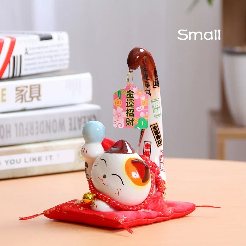 1 шт. керамический счастливый кот Maneki Neko в японском стиле с длинным хвостом статуя