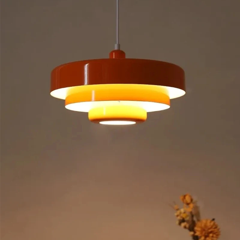 

Danish Design Retro Medieval Orange Rainbow Pendant Lights Restaurant Bauhaus Indoor Lighting LED E27 Study Single Head Cafe Bar