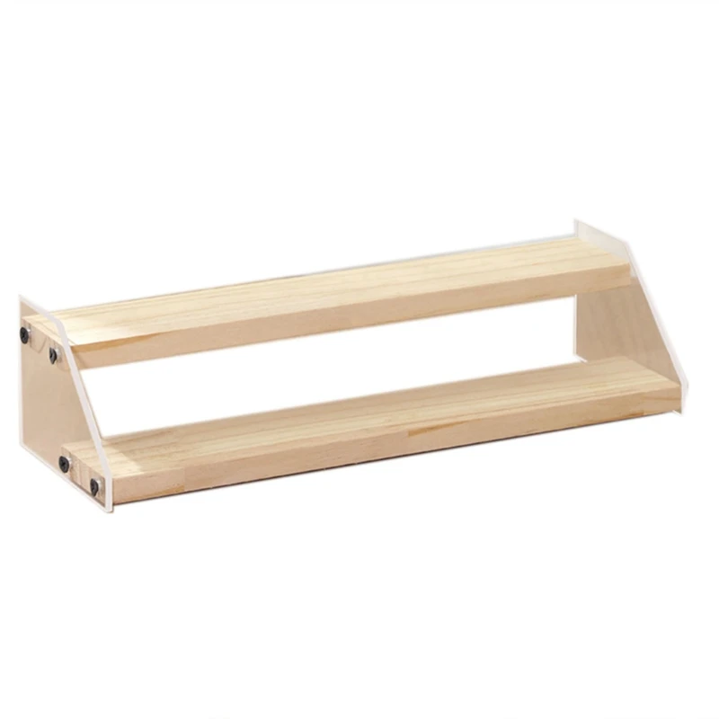 

DIY Wooden Panel Riser Spices & Condiments Rack Blind Box Display Rack Desktop Trapezoidal Display Stand