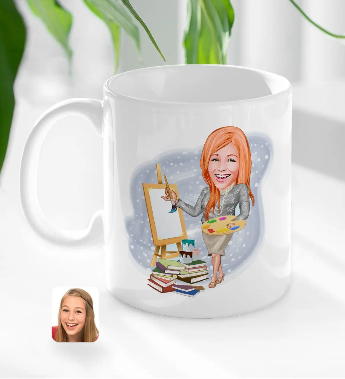 

Персонализированная Женская художественная чашка, белая