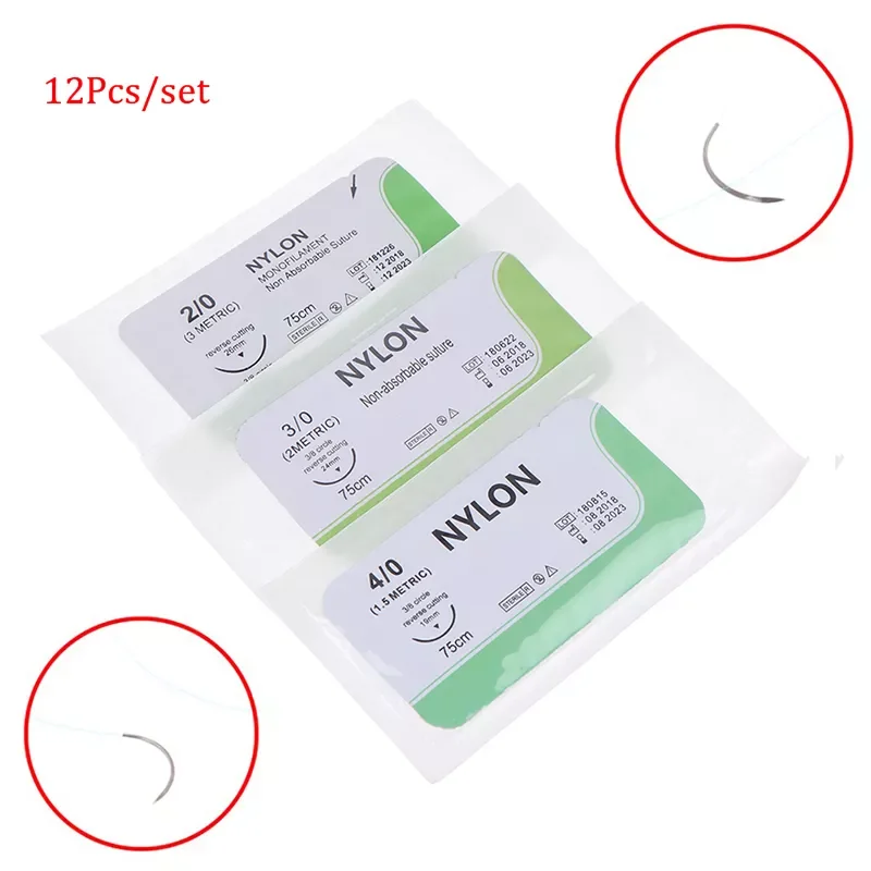 

PCS 2/0 3/0 4/0 Needle Suture Nylon Monofilament Non-injured Suture Medical Thread Suture for Medical Surgical Suture Tool