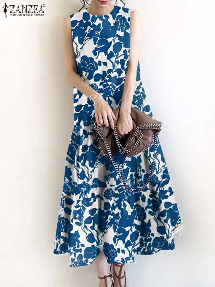 Платье ZANZEA женское средней длины с цветочным принтом праздничный Модный