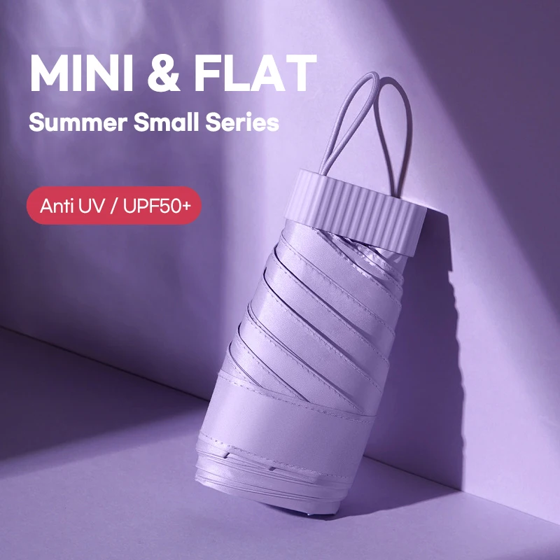 

New Mini Umbrella Girls Pocket UV Sun Protection Six Folding Small Umbrella for Women Sunshade Parasol Umbrella Windproof Strong