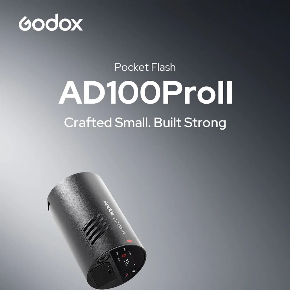 Фото Беспроводная карманная вспышка Godox AD100PRO II 2.4G HSS 100W TTL для съемки на улице, совместимая с камерами Sony, Canon, Nikon, Fuji, Olympus №2