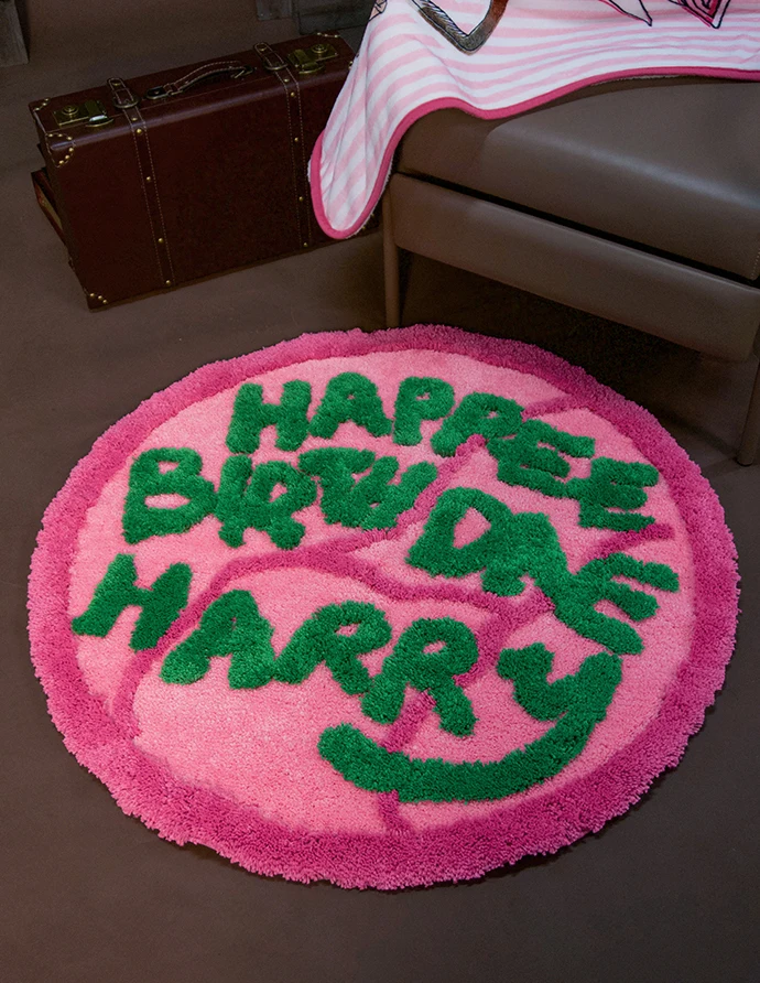 Круглый Прикроватный Коврик 90 См С Буквенным Узором Нескользящий Напольный Для