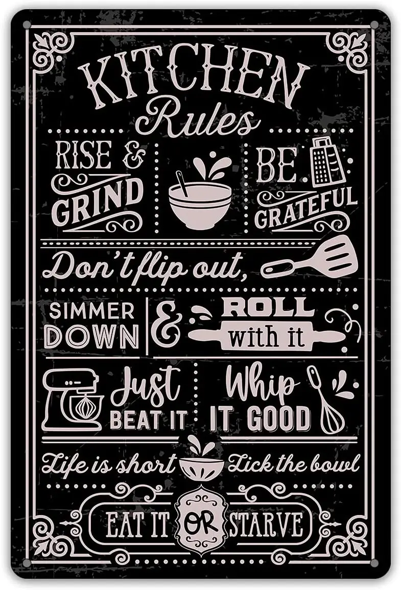 

Забавная кухонная цитата, металлический жестяной знак, Настенный декор, кухонные правила, знак для дома, кухни, кофейни, декоративные подарк...