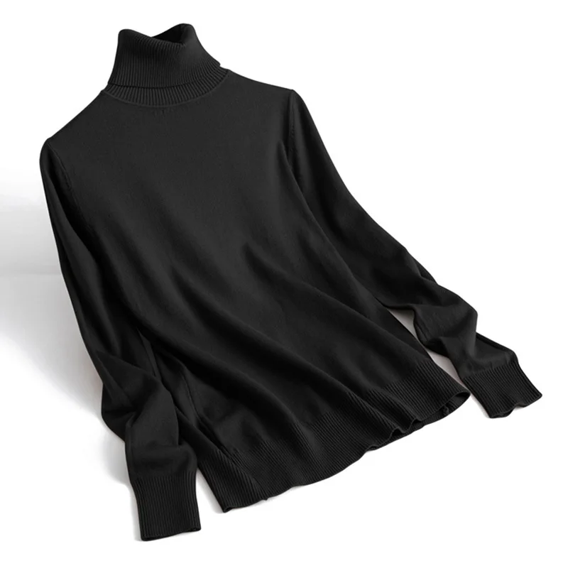 Женская трикотажная рубашка с длинным рукавом и высоким воротником