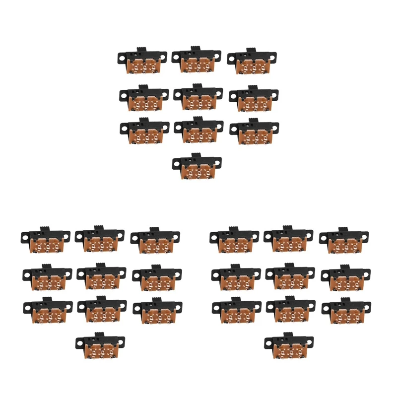 

30Pcs High Knob 6 Pin 3 Position DPDT Panel Slide Switch 0.5A 50V DC