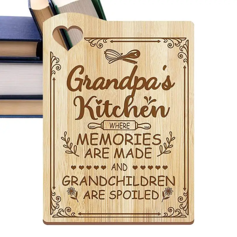 

Wooden Cutting Board With Handle Square Grandpa Cutting Board Gifts Decorative Kitchenware For Father's Day Party Mincing Board