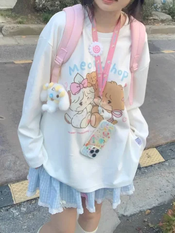 Женские футболки Kawaii Bear хлопок японский стиль