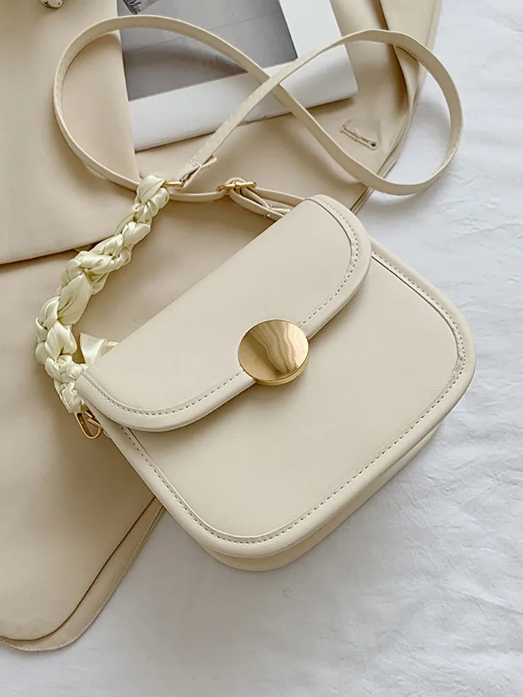 

Scarf Women's Shoulder Bag Flap Summer Fashion Solid Crossbody Bags for Women Pu Leaher Luxury Design Ladies Handbags 2022 Trend