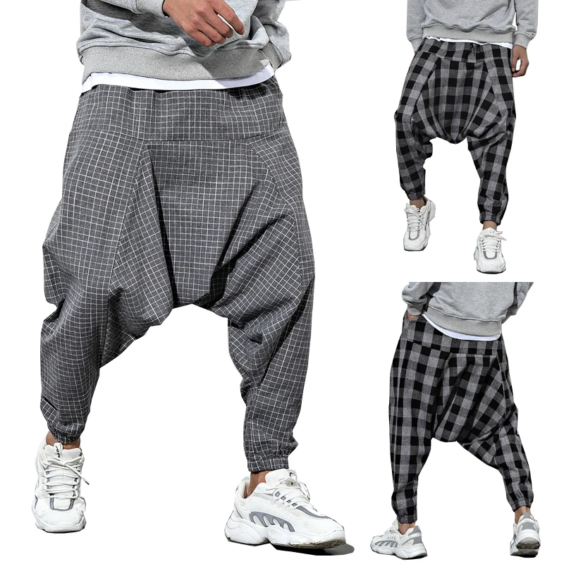 

2022 new fashion men's ethnic style Arab men's plaid harem pants