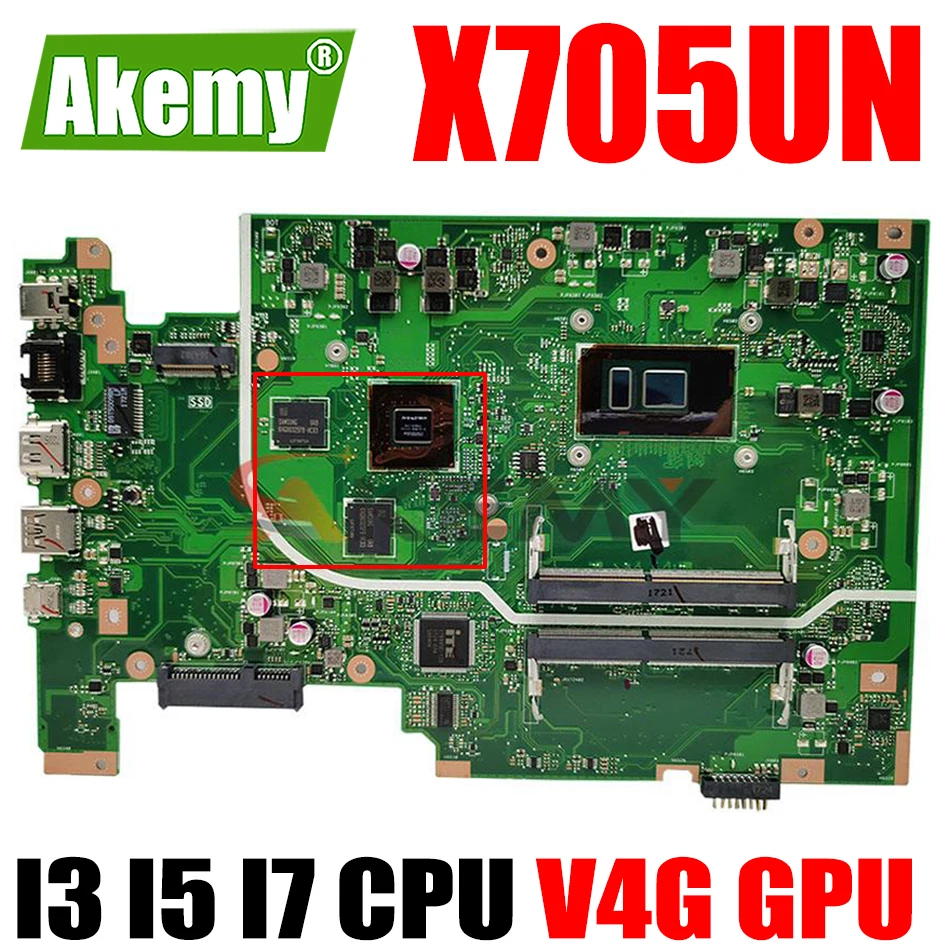 

X705UN Mainboard V4G GPU I3 I5 I7 8th Gen for ASUS X705UV X705UVR X705UB X705UNR X705UQ X705UQR X705UW X750U Laptop Motherboard