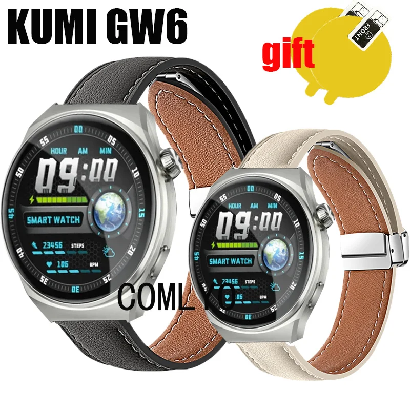 Ремешок для смарт-часов KUMI GW6 кожаный ремешок из натуральной кожи с складной