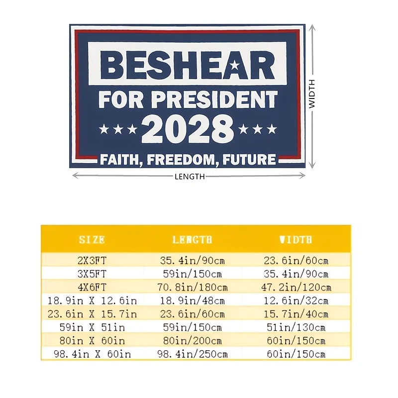 Фото Большой флаг-баннер BESHEAR для политической кампании президента 2028 года, декоративный реквизит для выборов, фон, плакат 60x90 см №4