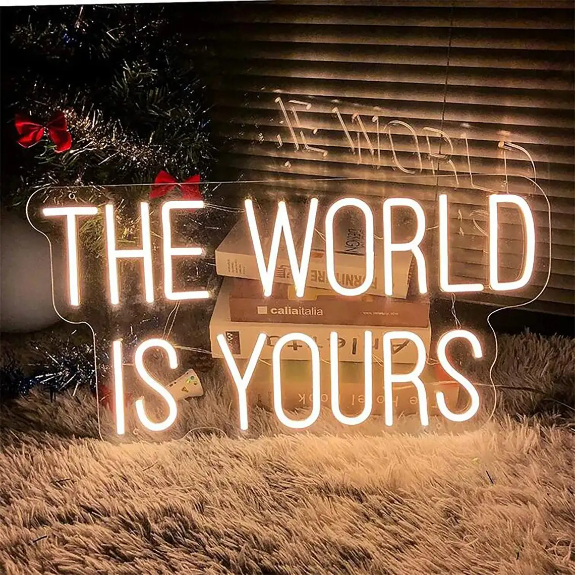 The World Is Yours Personalized Neon LED Lights Neon Sign Bedroom Party Birthday Favors for Wall Room Decor or Christmas Neon Ba