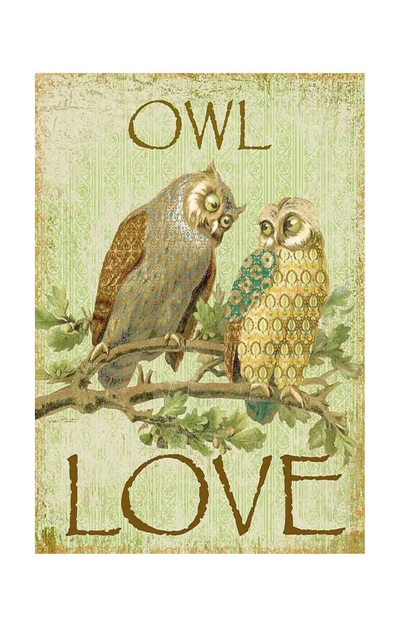 

Vintage Tin Poster Owl Love Rustic Look Metal Tin Sign Retro Art Home Bar Restaurant Garage Cafe Gas Shop Wall Decor-Metal Tin