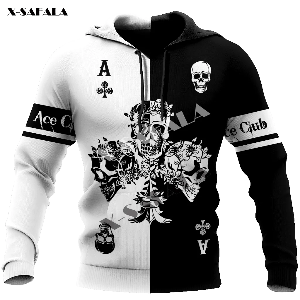 

Poker Skull Ace King Spades Hearts Clubs 3D Print Zipper Hoodie Men Pullover Sweatshirt Hooded Jersey Tracksuits Outwear Coat