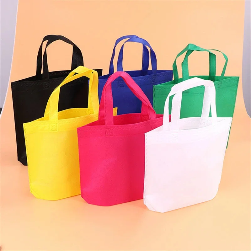 

Simple Foldable Shopping Bag Reusable Tote Pouch Solid Color Useful Female Non-woven Fabrics Shopping Bags Travel Grocery Bag